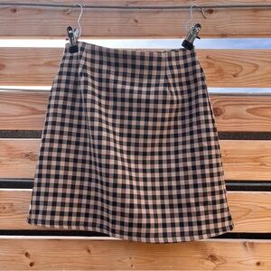 Nasty Gal Checkered Mini Skirt in Black and Tan